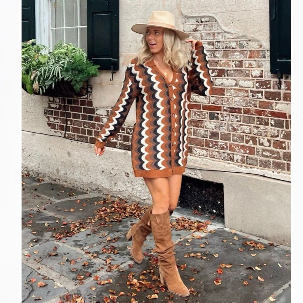 NEW Show Me Your Mumu Bennett Sweater Dress Size XS retro wave knit‎